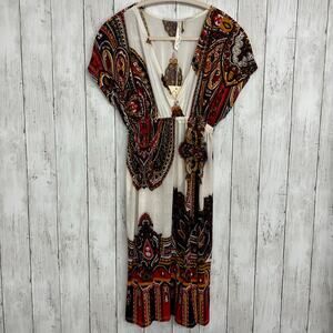 Christinalove Short Sleeve Boho Lightweight Flowy Knee Length Dress Medium